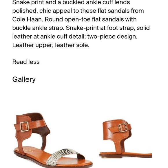 LeatherSandal COLE HAAN Barra Snake embossed LEATHER Minimalist Greek Sandal 9 - Picture 3 of 9